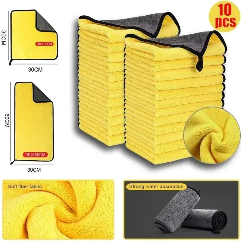 3/10Pcs Microfiber Cleaning Towel Car Cleaning Cloths Professional Detailing Car Drying Microfiber Towel Wash Towels Accessories