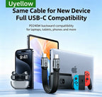 Uyellow USB 5 Cable 80Gbps 240W 16K Type C To C Fast Charging Thunderbolt 3 4 5 USB 5.0 to C Data Transfer Cable Laptop
