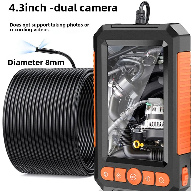 New 4.3-inch dual-camera endoscope with display screen for industrial, auto repair and pipeline inspection
