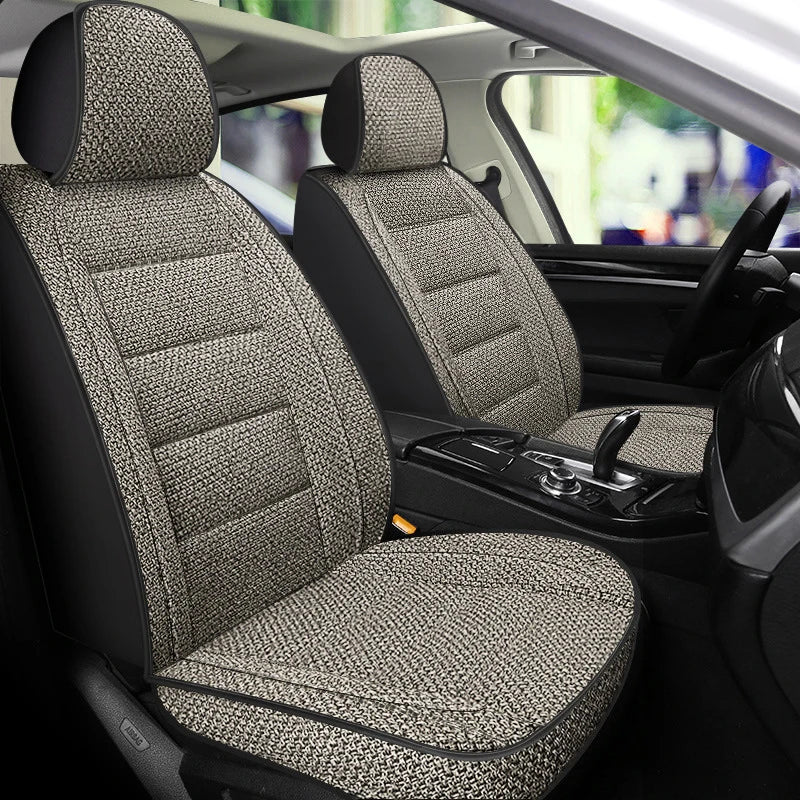 2025new Men's Car Seat Cover Linen Fabric Breathable Anti Slip Full Surround Car Front Single Seat Cushion Four Season Universal