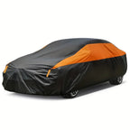 Universal Black+Orange Car Covers Outdoor Waterproof Sun Rain Snow Protection UV Auto Cover SUV/Sedan 190T Car Mobile World