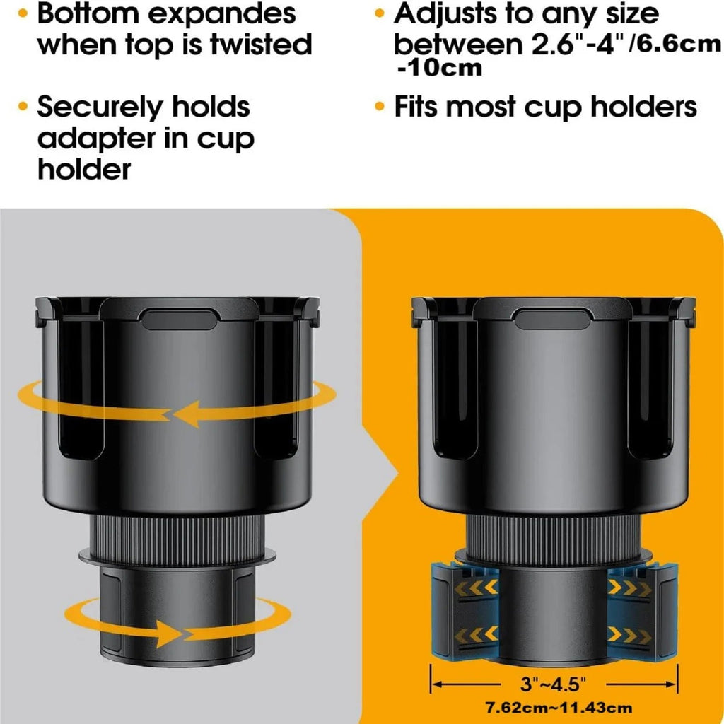 Car Cup Holder Expander Cupholder Adapter Multipurpose Auto Interior Expandable Organizer Storage Accessories With Phone Holder CM World