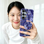 Magnetic Case For Samsung S26 S25 S24 S23 S22 S21 Plus Ultra 20 FE A15 A16 A26 A36 56 17 Purple Flower 2 in 1 Phone Holder Cover