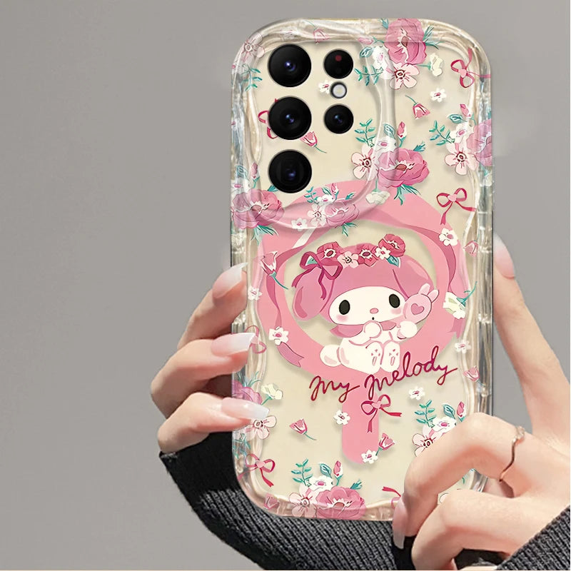 Melody Kuromi Cinnamoroll Floral 3D Case for Samsung Galaxy S26 S25 Ultra S24 S23 S22 Plus S21 FE A07 4G A17 A37 A57 5G Silicone