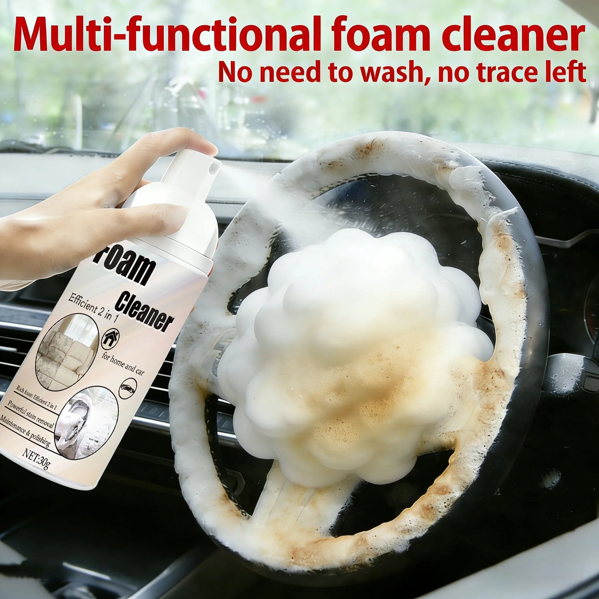 Multifunctional Foam Cleaner Car Interior Stain Removal and Cleaning Leather Seat Home Foam Cleaner Spray Maintenance Wash CM World