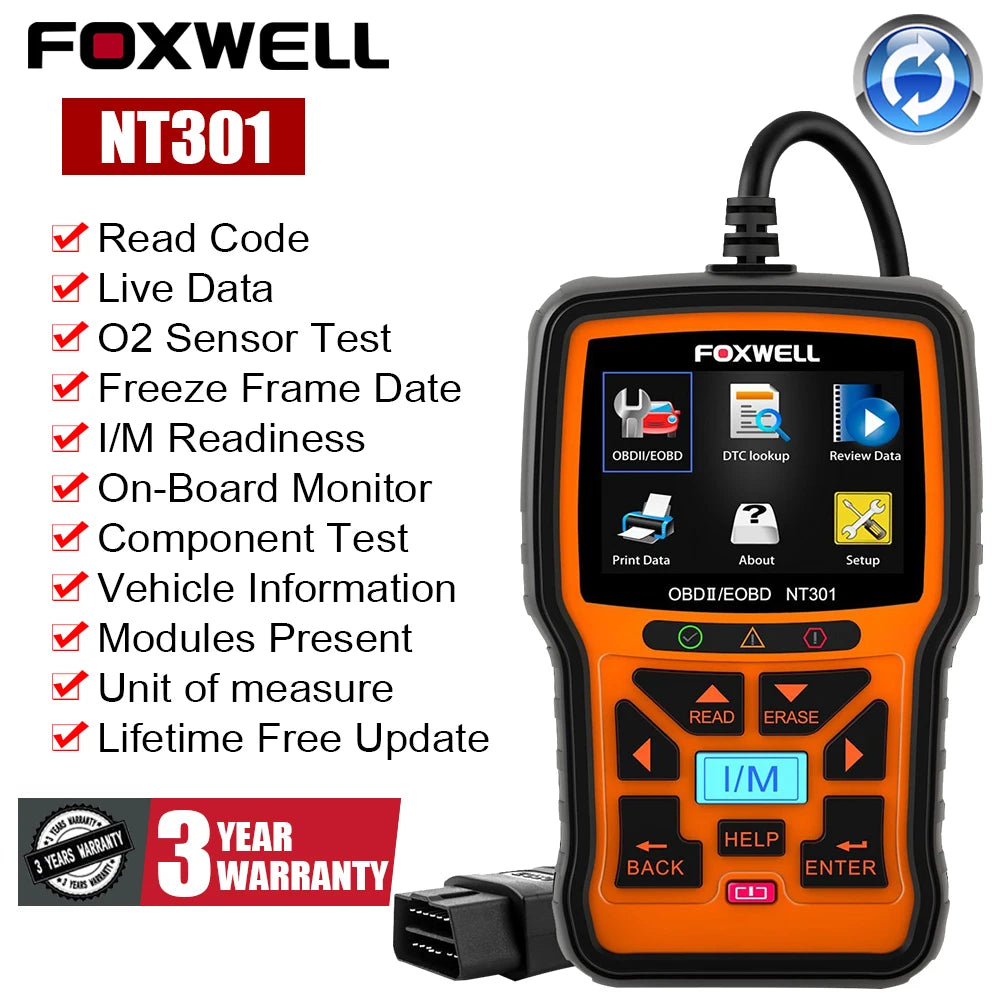 FOXWELL NT301 Full OBDII/EOBD Code Reader Scanner Automotive Professional Scanner Diagnostic Tool PK ELM327