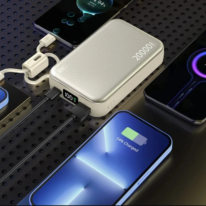 2025 NEW 66W 20000mAh Fast Charge Power Bank CCC Chinese Certification with Cable for Xiaomi Huawei Samsung IPhone Car Mobile World