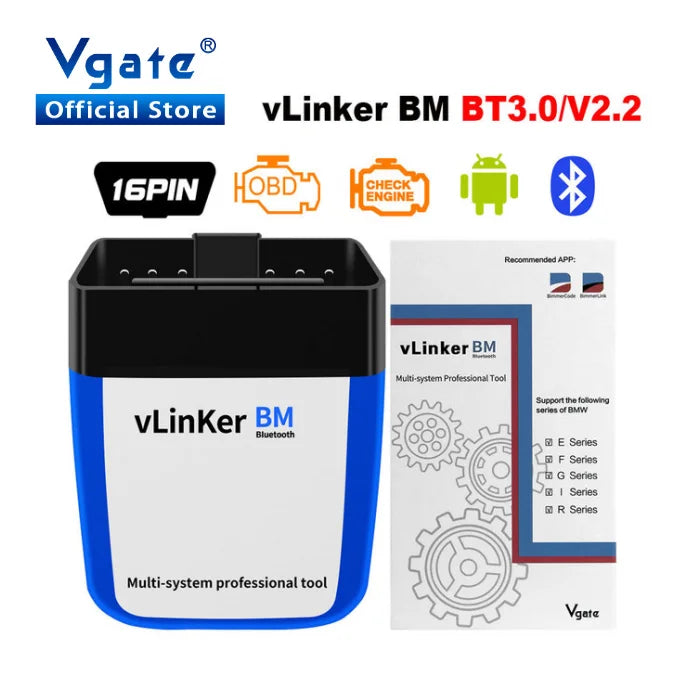 Vgate vLinker BM ELM327 For BMW Scanner Wifi Bluetooth 4.0 OBD2 OBD 2 Car Diagnostic Auto Scan Tool Bimmercode ELM 327 V1.5 V1 5 Car Mobile World