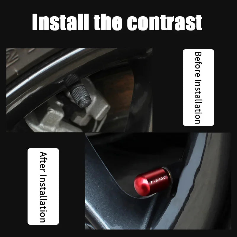 4pcs/set Car Wheel Tyre Valve Stem Auto Tire Cover For Volkswagen VW T-ROC Emblem Lavida Arteon Vento SR36 Exterior Accessories