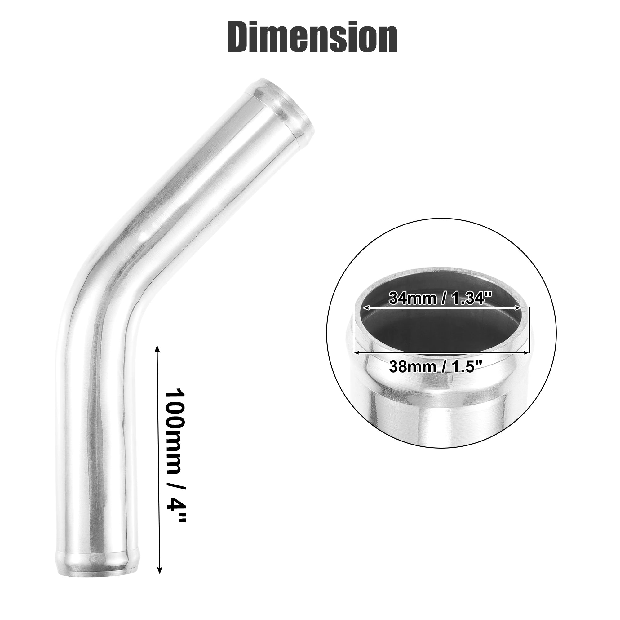 UXCELL 45 Degree OD 32-102mm Leg Length 100mm Car Aluminum Alloy Tube Intercooler Bend Elbow Pipe Air Intake Joiners Tubing CM World