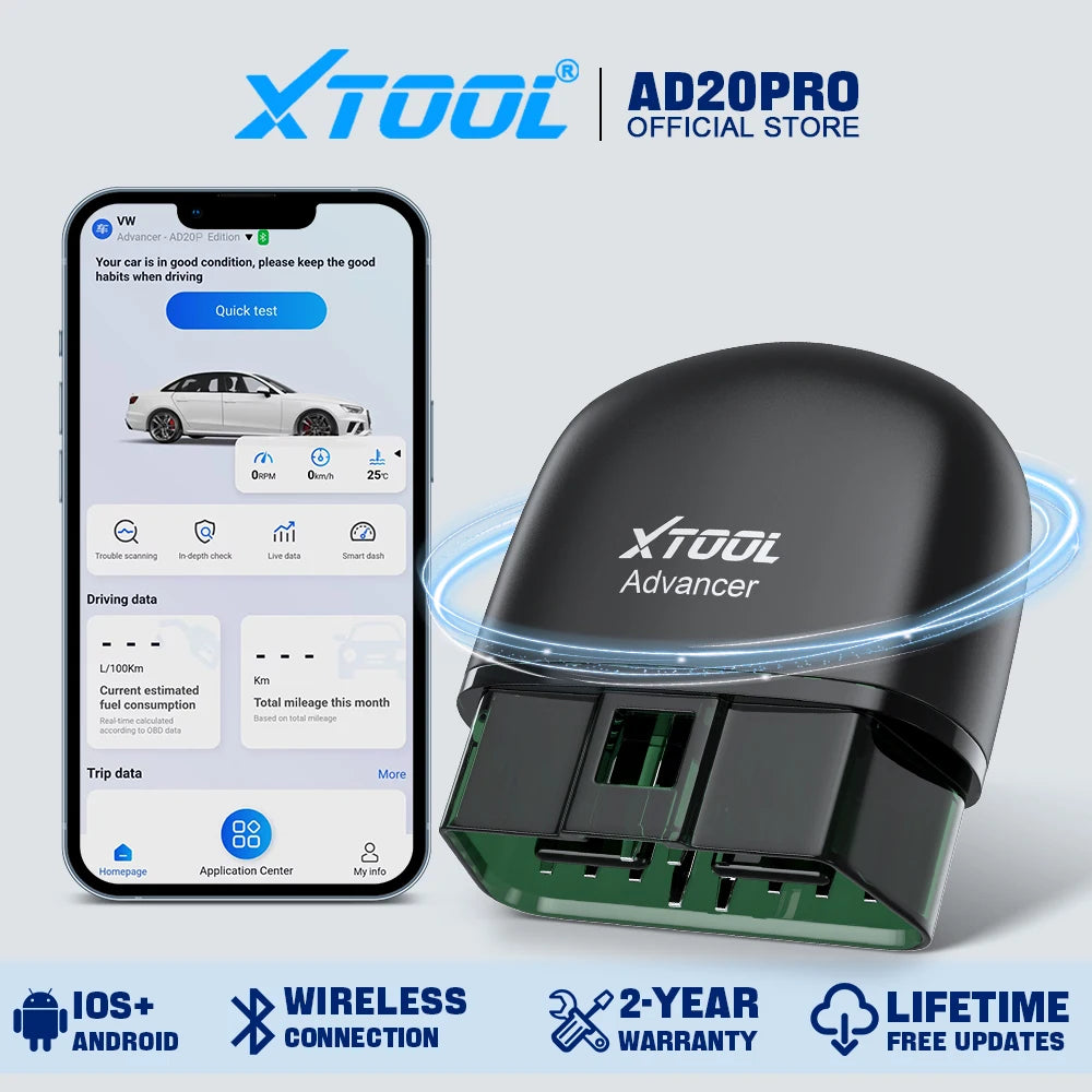 XTOOL Advancer AD20PRO OBD2 Bluetooth Scanner Full System Car Diagnostic Tool OBD2 Scanner Oil Reset & Battery Tests Code Reader