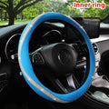 Women's PU Leather Car Interior Wheel Cover with Flashing Mesh Rhinestones for 14.5-15 Inch Car Accessories CM World
