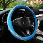 Women's PU Leather Car Interior Wheel Cover with Flashing Mesh Rhinestones for 14.5-15 Inch Car Accessories CM World