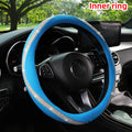 Women's PU Leather Car Interior Wheel Cover with Flashing Mesh Rhinestones for 14.5-15 Inch Car Accessories