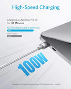 Anker Cable 100W 1m Nylon USB C to USB C 2.0 Type C Charging Cable Fast Charge for iPhone 16 15 Samsung Xiaomi Android Series