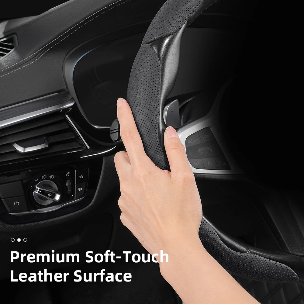 Suitable for Renault Breathable Hole Leather Steering Wheel Cover Segmented Quick Release Design Non-Slip and Durable Megane 3 2 4 Clio4 5 Captur Trafic Scenic Austral Kangoo Arkana Kadjar Master Fluence Zoe Twingo Qm6 CM World