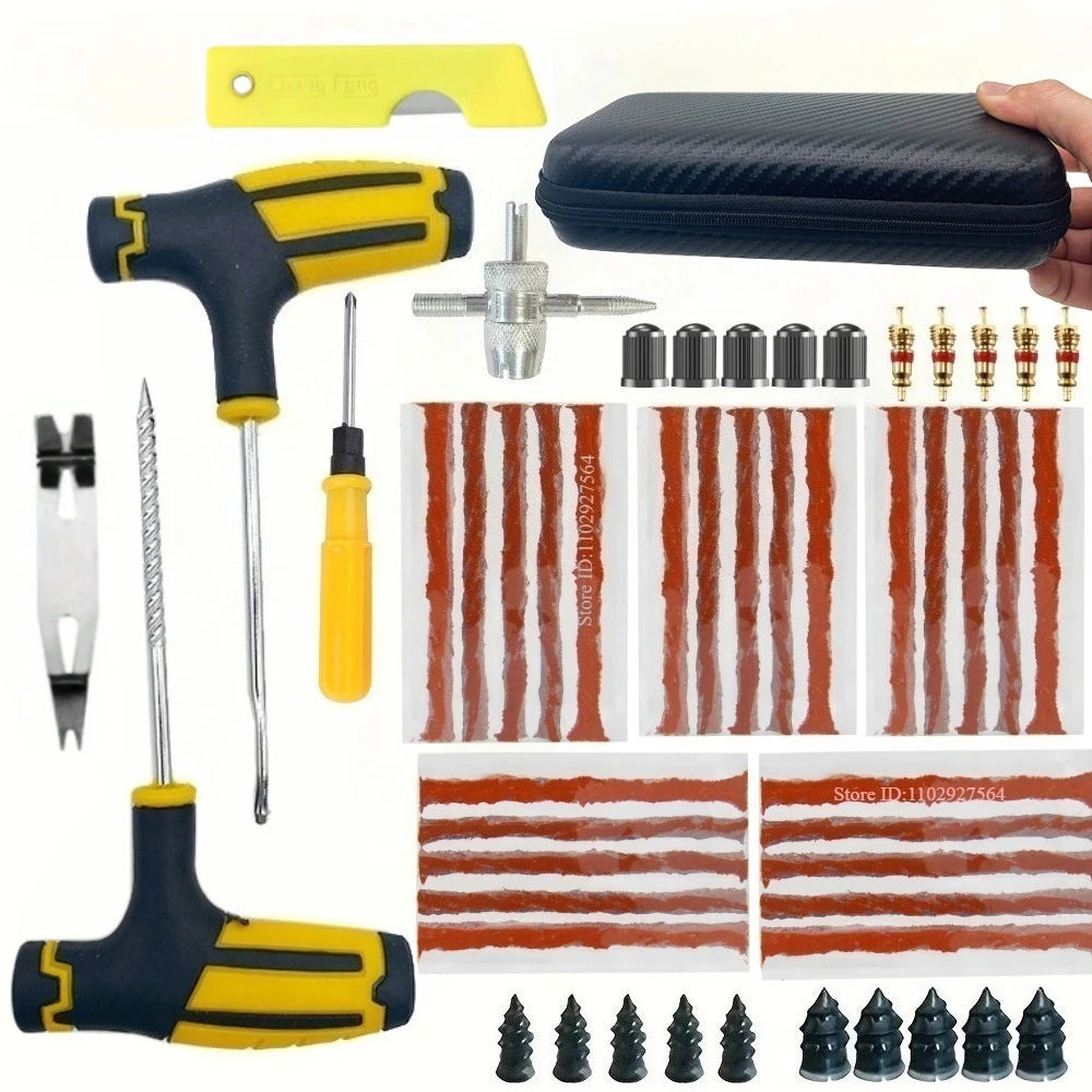 ZFOUEK Car Tire Repair Kit Puncture Plug Tools Tyre Puncture Emergency for Tire Strips Stirring Glue Repair Tool Kit CM World