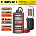 ThinkDiag 2 ALL software 1 Year Free Update Auto Diagnostic tool support CAN FD ECU Coding Bidirectionnal 16 reset OBD2 Scanner Car Mobile World