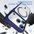 For Magsafe Skin Feel Transparent Phone Case For iPhone 17 16 15 Plus 14 13 12 18 Pro Max Metal Buttons Siliconen Bumper Cover