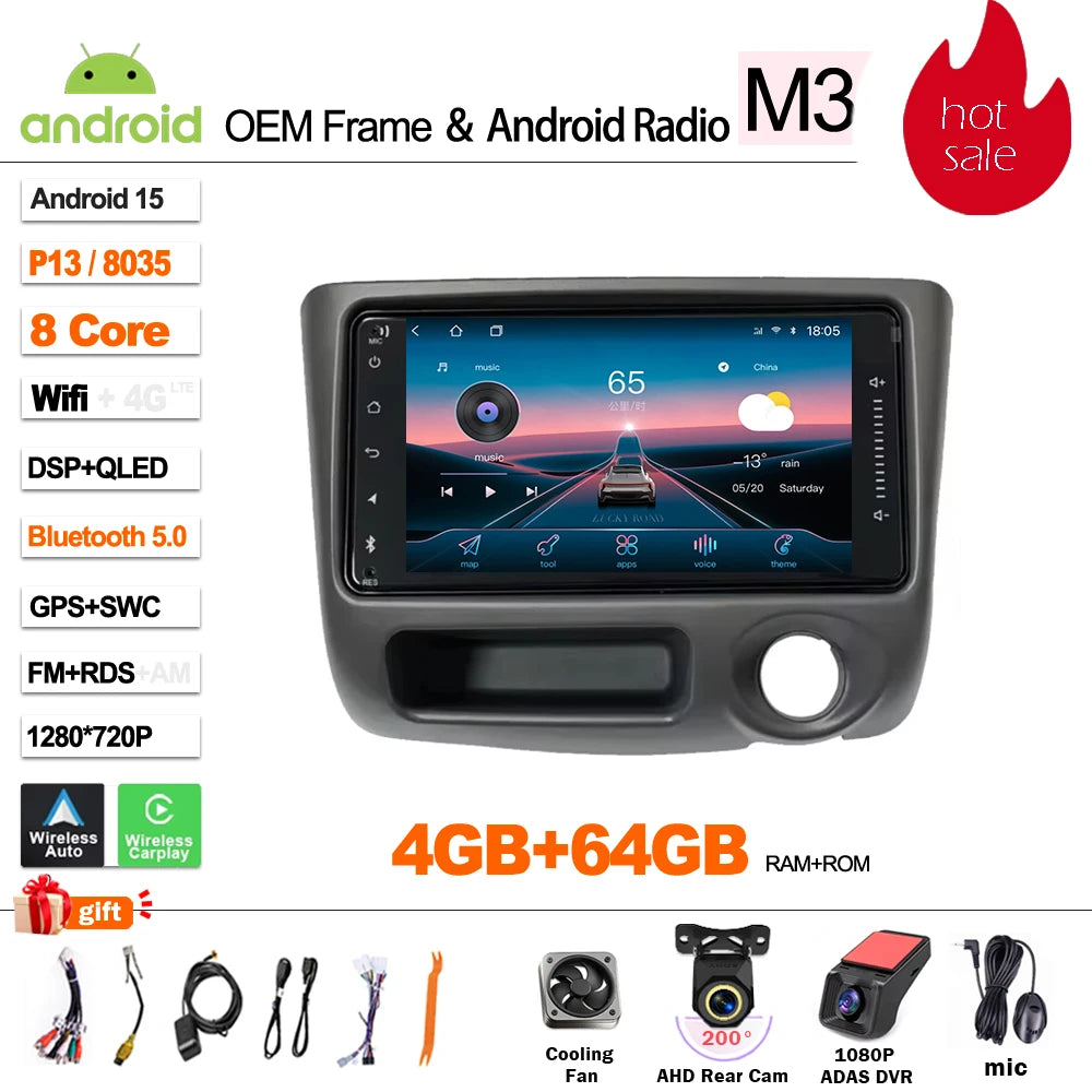 For Toyota Vitz XP10 Yaris Platz Echo 1999 2000 2001 - 2005 Android 15  Multimedia Video Player  Carplay Touch Screen RDS 8 Core CM World