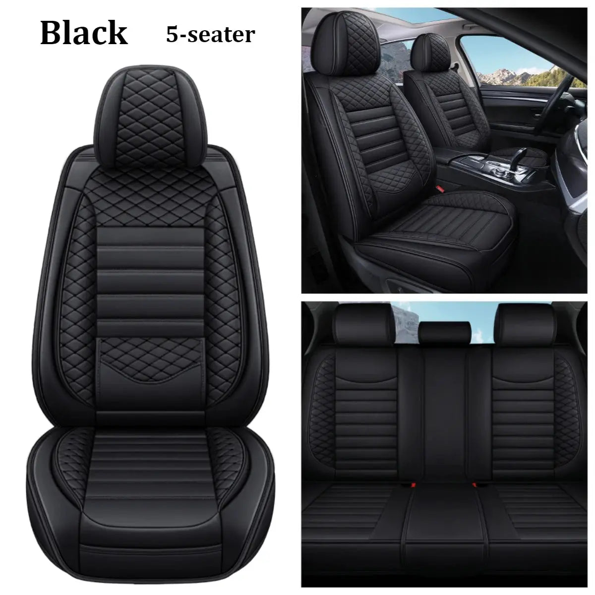 Luxurious PU leather car seat cover, 3D wing & fixed lumbar support - Soft, comfortable and durable, suitable for most Car CM World