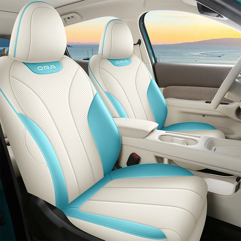 Designed Exclusively for the ORA 5, PU Leather Car Seat Cover, Breathable, Anti-Slip, Airbag Compatible, Full Set Car Seat Cover