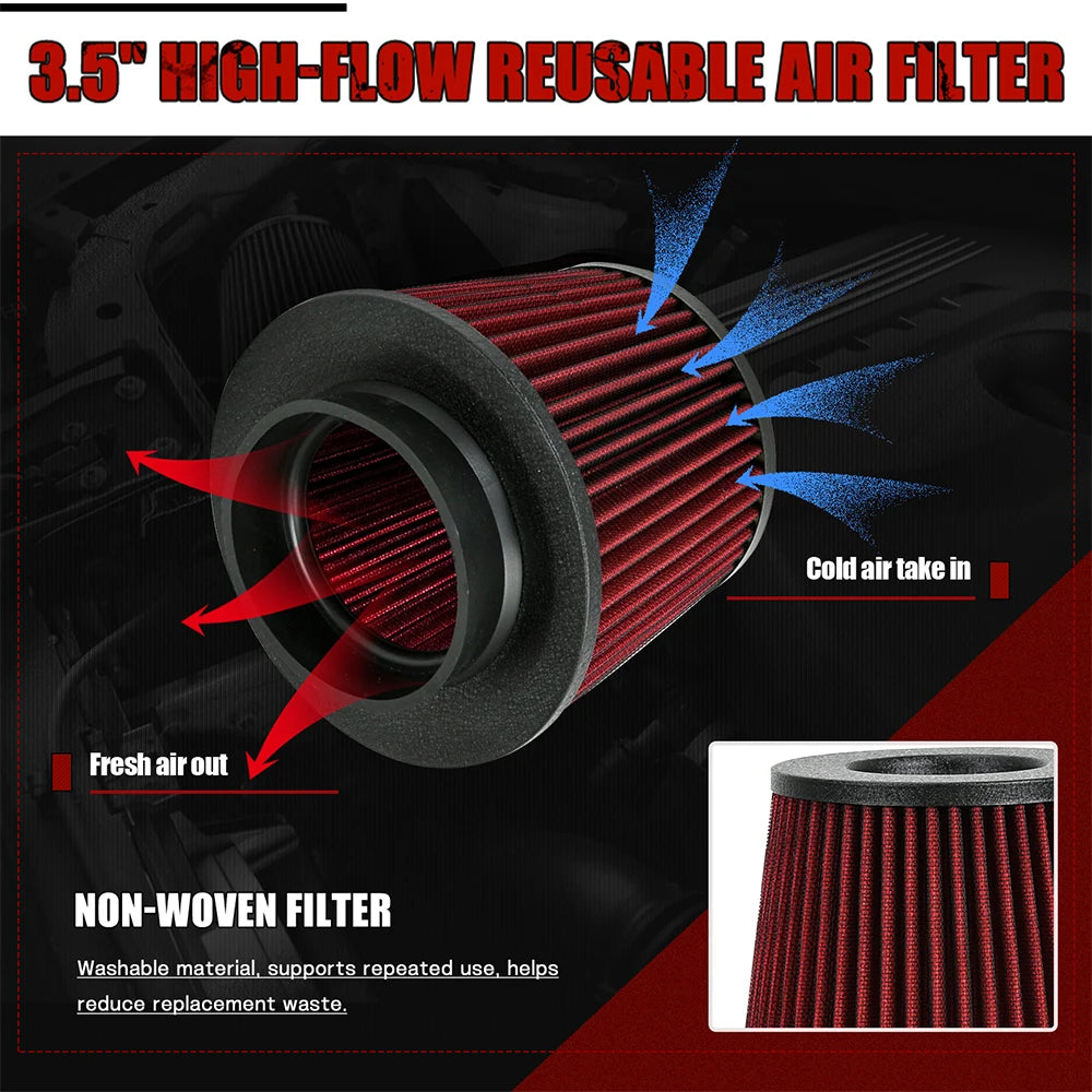3.5' Cold Air Intake System Kit With Heat Shield For BMW 120i 125i 220i 230i 320i 420i 430i B48 2.0T Engines 16-18