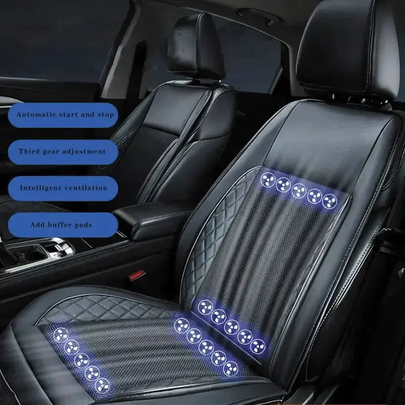 DC12/24V Car Summer Cool Air Seat Cushion Quick Blow Ventilation Refrigerated Seat Cover With Massagers Pat Mat Car Mobile World