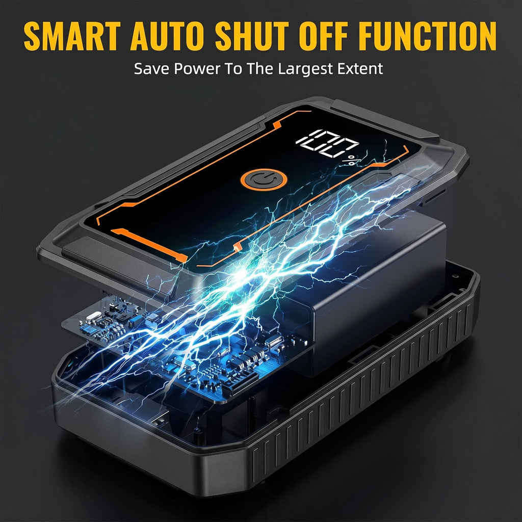 STSCEZ 4000A Peak 12V Car Jump Starter, Battery Booster with LED Light and LCD Power Display, Portable Power Bank and Charger with Smart Clamps, Emergency Starter for 5.0L Petrol and 3.0L Diesel Engines
