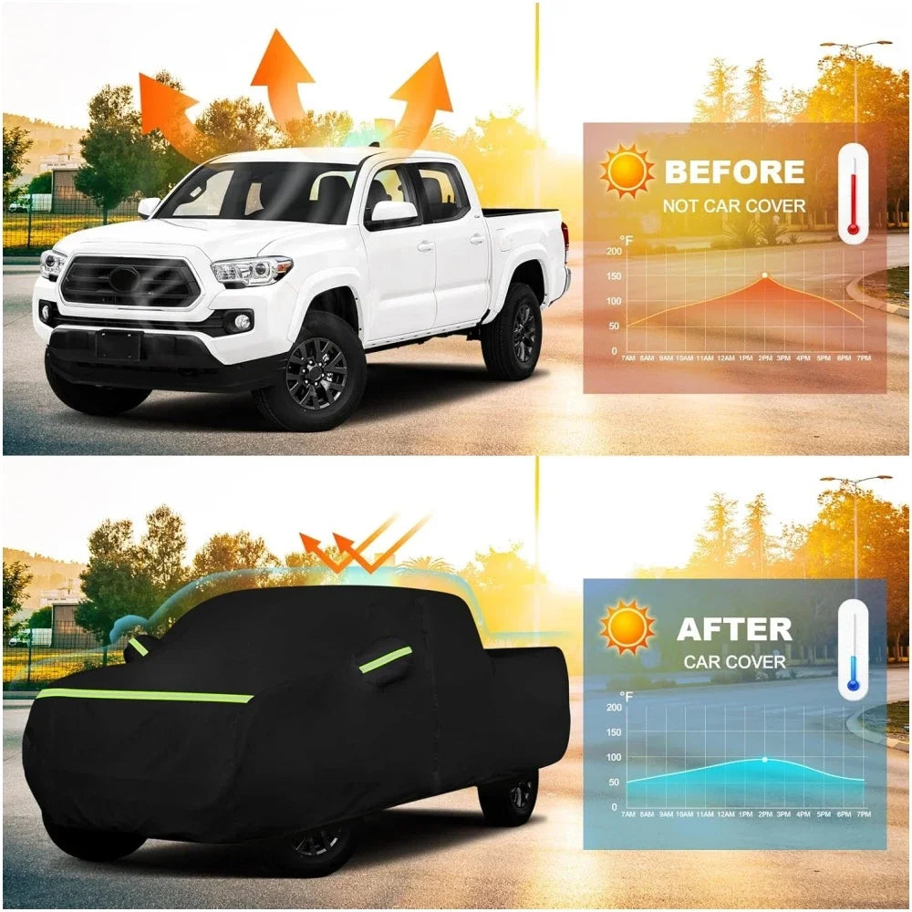 Waterproof Car Covers For Toyota Tacoma 1995-2023 All Weather Protection With Zipper Windproof Sunproof UV Protection Dustproof CM World