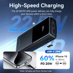Vention 3C Certified 20000mAh 22.5w Power Bank Built-in USB-C Lightning Cable Portable Fast Charger Spare Battery CCC Powerbank