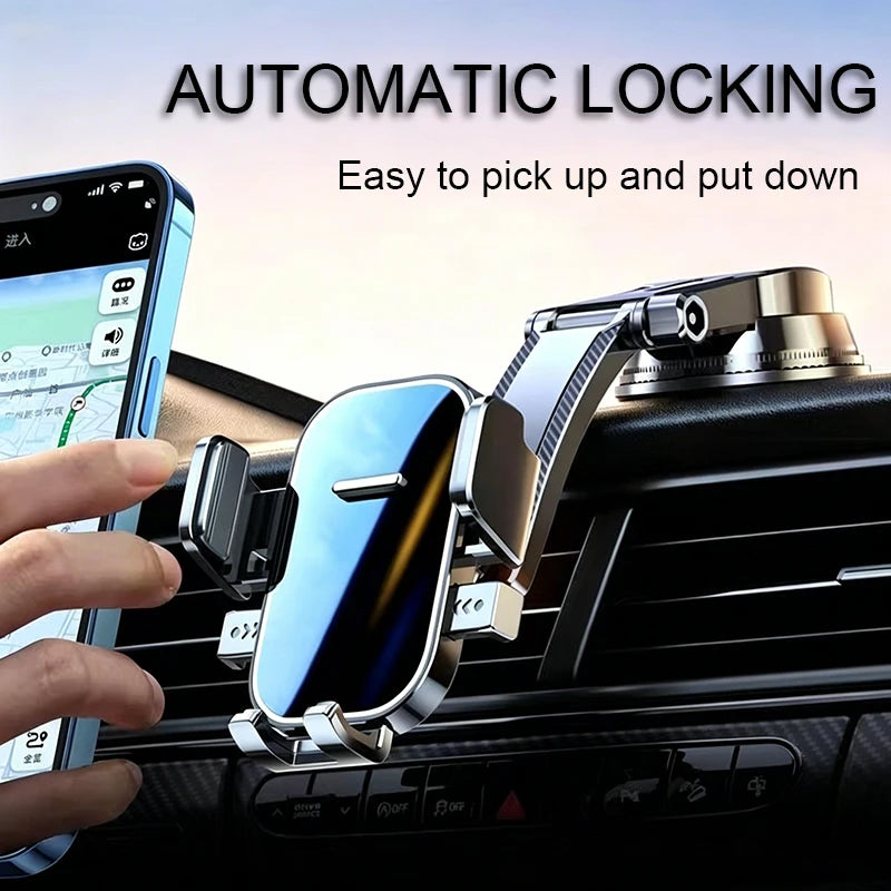 Universal Suction Cup Car Phone Holder Strong Vacuum Dashboard Windshield Desk Phone Stand 360Degree Rotatable Auto Gravity Lock