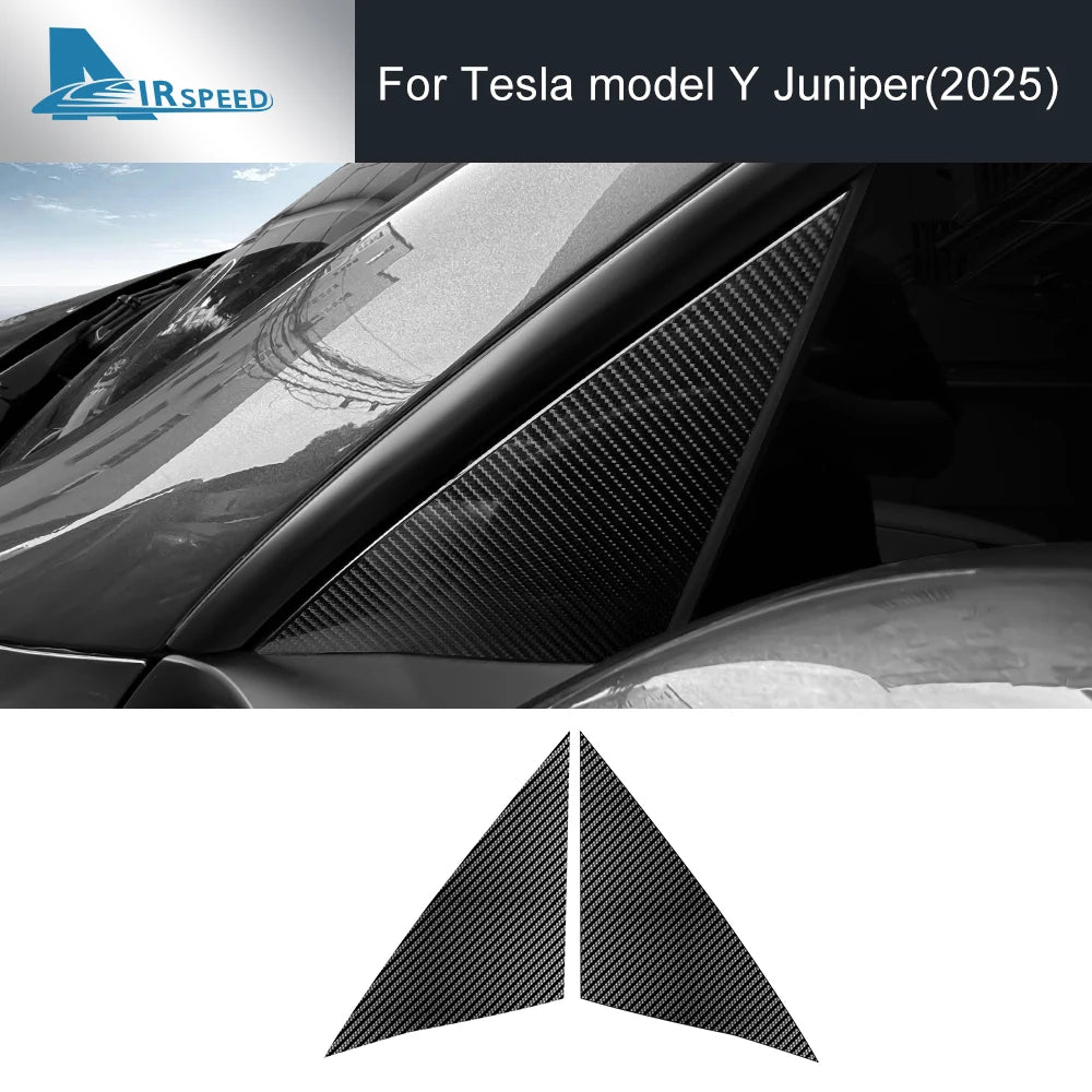For Tesla Model Y 2025 A Pillar Outer Triangle Carbon Fiber Pattern TPU Film Interior Decoration Car Modification Accessories Car Mobile World