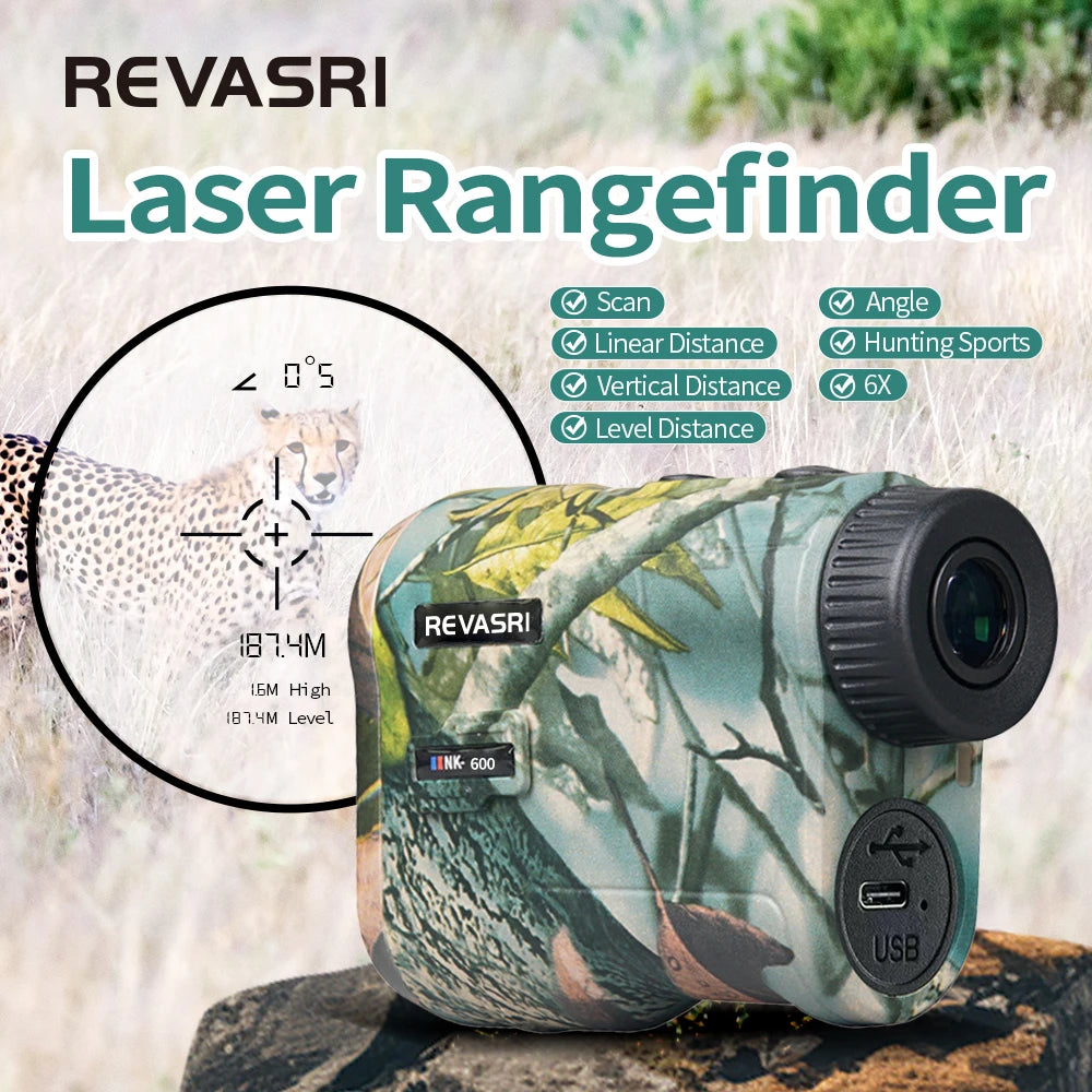 REVASRI Golf Laser Rangefinder with Slope and Flag Lock 600/1000M Telescope Distance Meter Monocular for Golfing Hunting Survey CM World