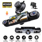 BCUOZ 4-Lens 360° Dashcam, 1080P Front + 720P Built-in Rear Left and Right Car Cameras, Super Night Vision, Loop Recording, G-Sensor, WDR, 12-24V Car Plug Power Supply, Optional 64GB Memory Card.