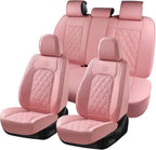 Pink Leather Car Seat Covers Full Set, Universal Waterproof Protector for Most Cars CM World