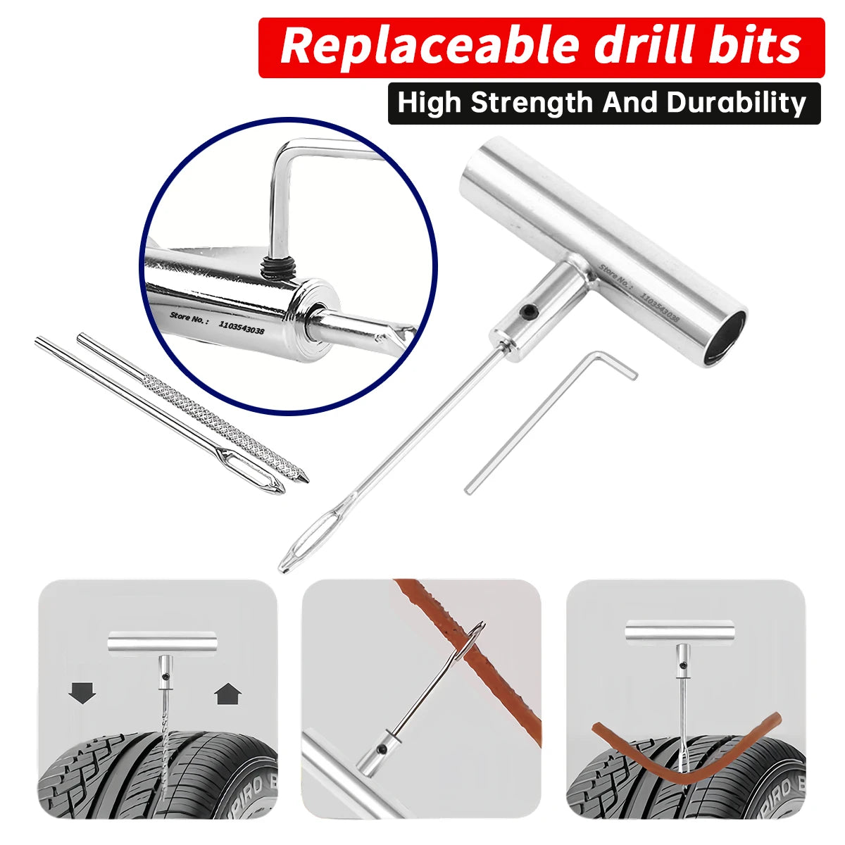 Tyre Repair Kit Puncture Plug Set Auto Bike Tire Repair Car Tire Change Tools Motorcycle Car Accessories 46/94pcs Studding Set CM World