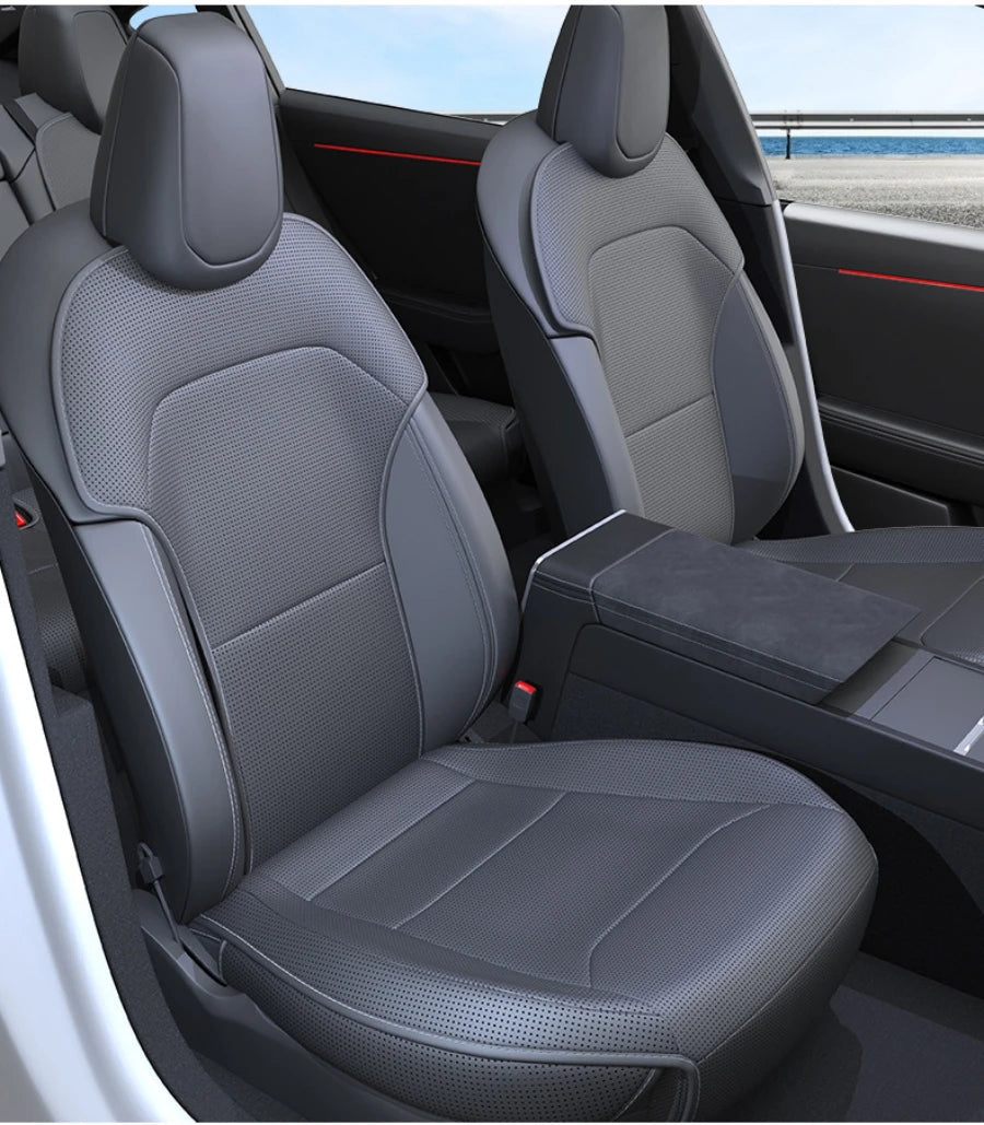 For Tesla Model Y Juniper 2025 2026 Semi-enclosed Seat Covers Front Rear Car Seat Cushion Protector Pad Set All Seasons Cooling CM World