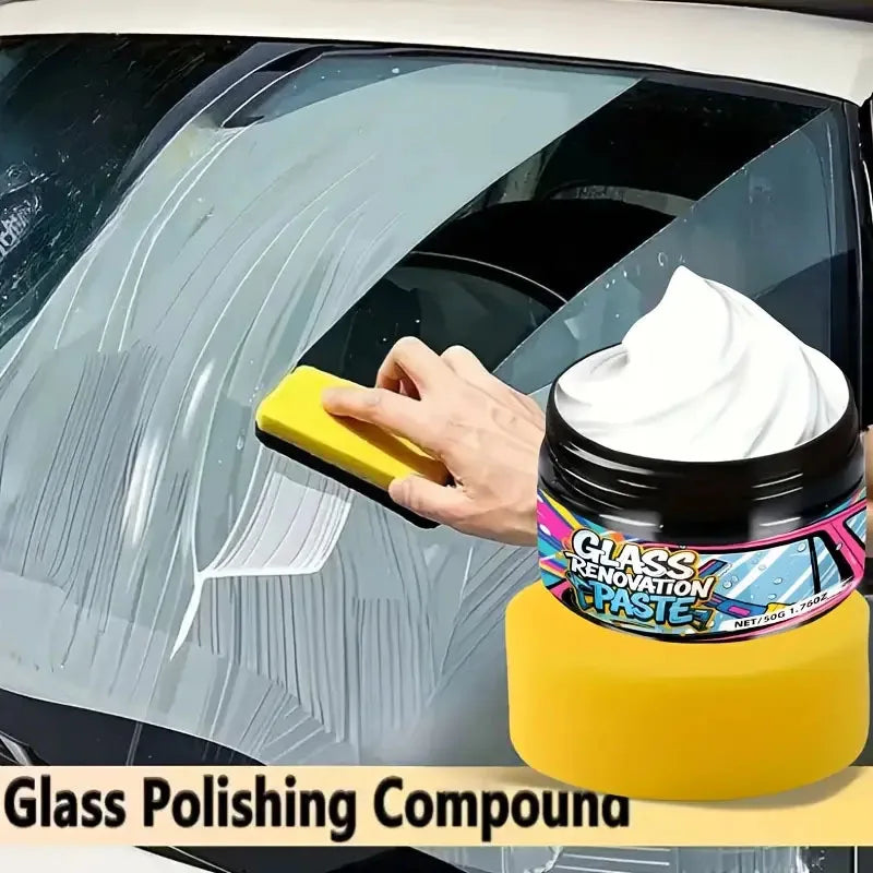 Glass Polishing Compound,Car Windshield Oil Film Remover Deep  Polishing Car Window And Mirror Repair Kit Car Scratch Compound CM World