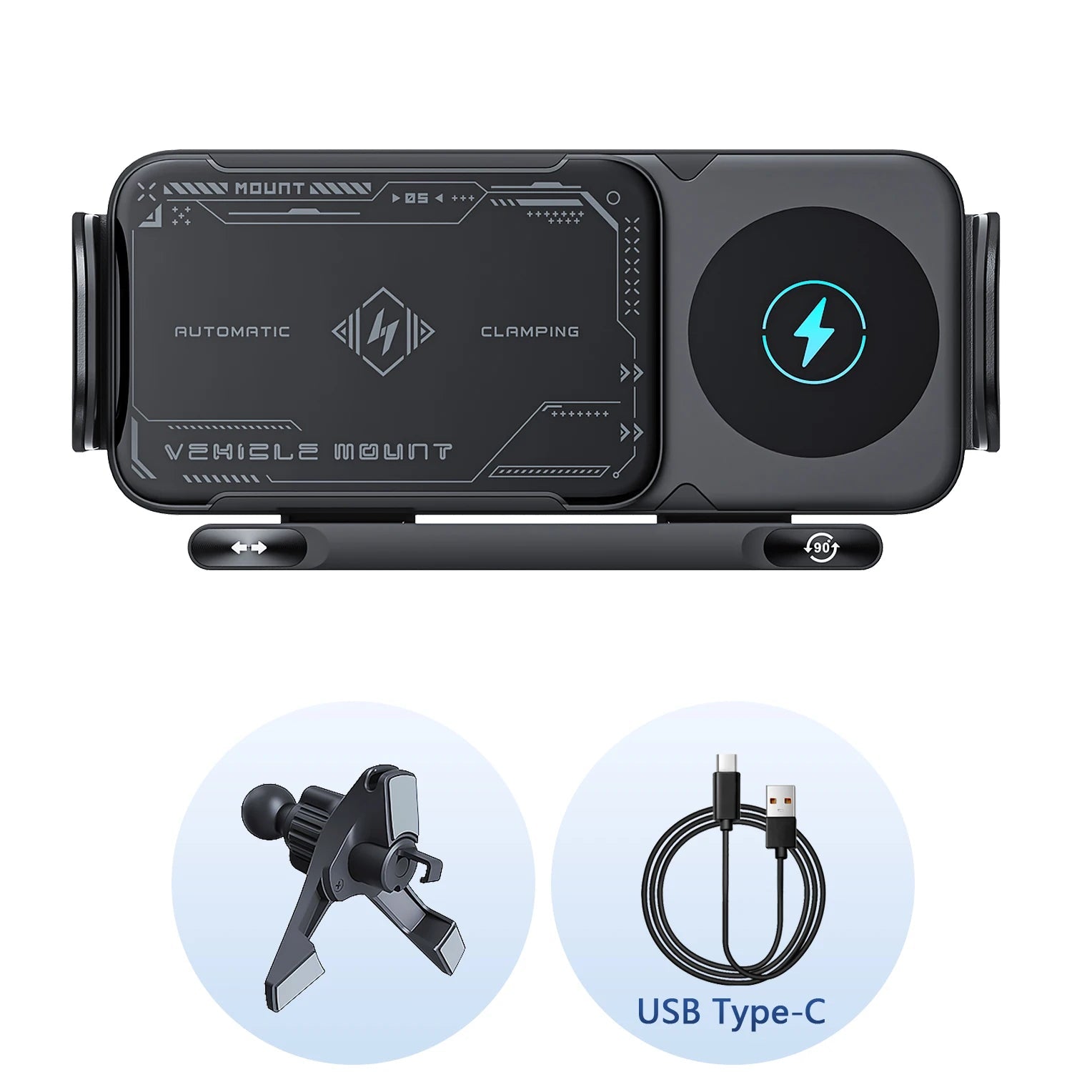 Universal Car Phone Holder Wireless Charger Phone Mount Intelligent Induction Electric Rotation Phone Holder Charger Magsafe CM World