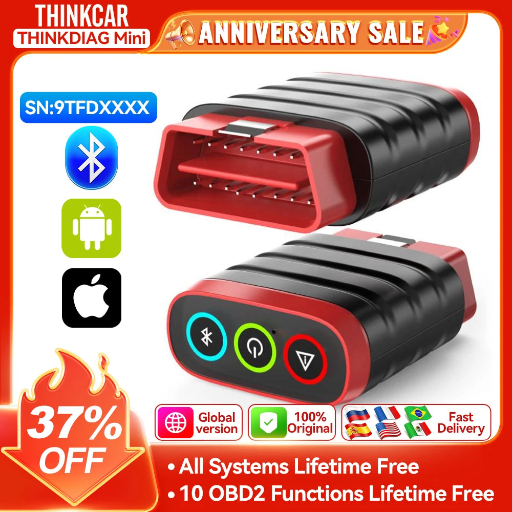 THINKCAR THINKDIAG MINI OBD2 Scanner Diagnostic Tool OE Full System Car Scanner for iOS Android Fault Code Reader Free Update CM World