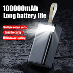 100000mAh large capacity mobile power bank 22.5W ultra fast charging - suitable for various electronic devices, LED power display, portable charger, high brightness lighting, high-end camping equipment, and outdoor power solu