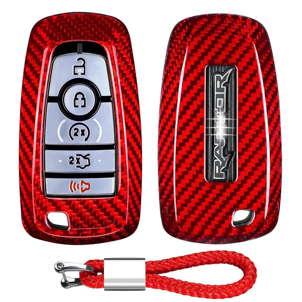 for Ford Bronco Key Fob Cover with Keychain, Carbon Fiber Key Case Shell for Ford F150 & Raptor,for Ford Bronco Sport Smart Key CM World