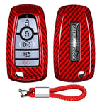 for Ford Bronco Key Fob Cover with Keychain, Carbon Fiber Key Case Shell for Ford F150 & Raptor,for Ford Bronco Sport Smart Key CM World