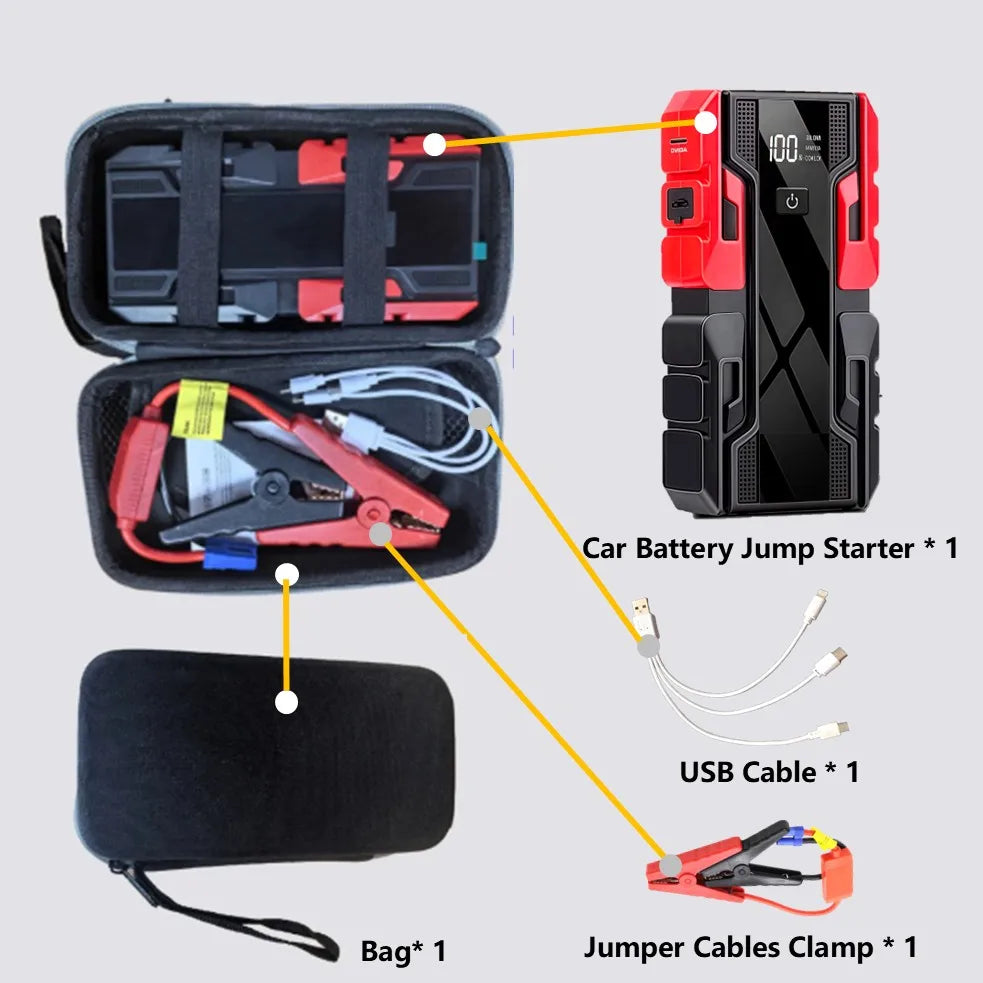 99800mAh Car Jumper Starter, Portable Power Bank Car Battery, Emergency Boosters Starting Device, Car Starter for Gas 9.0L