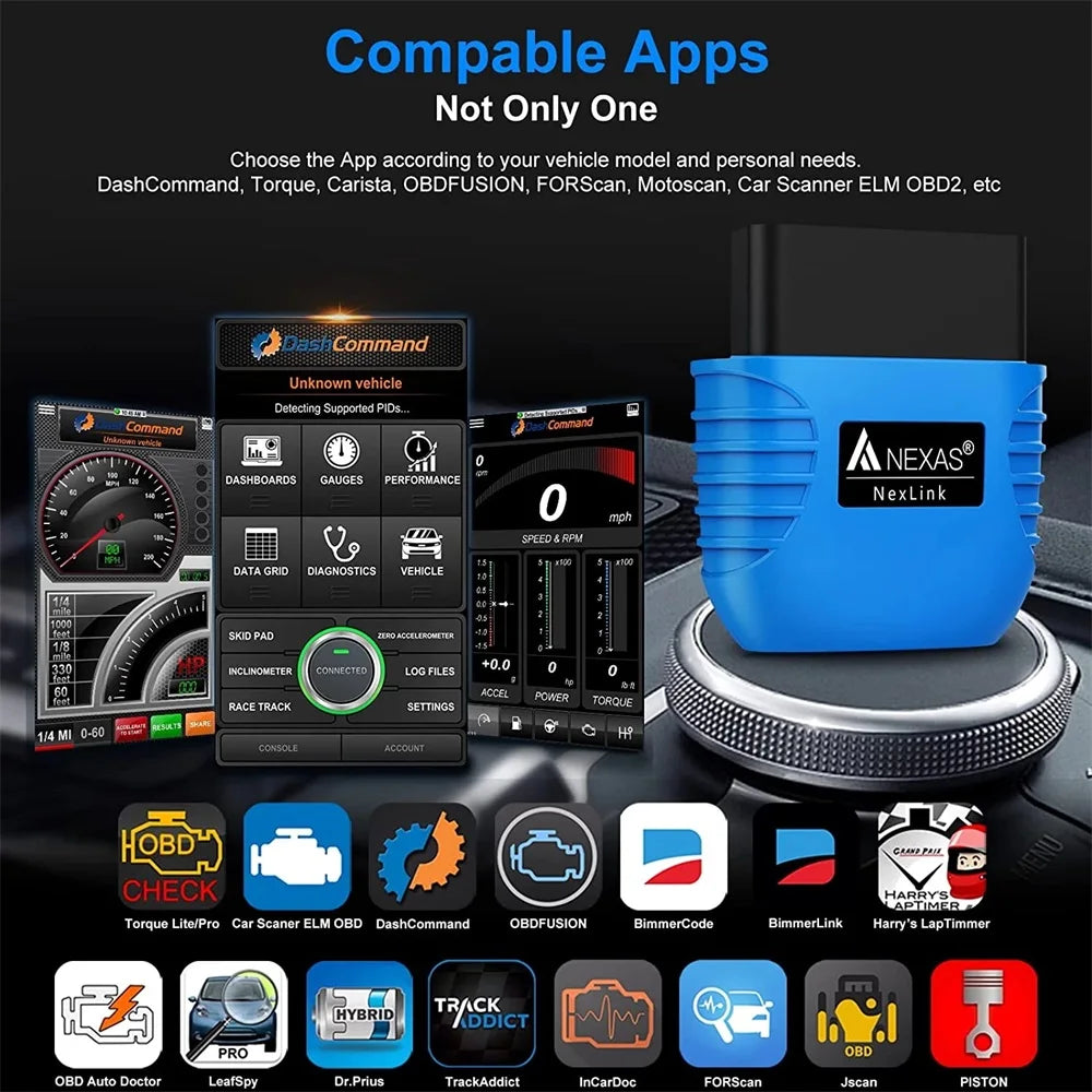 NEXAS Bluetooth 5.0 OBD2 EOBD Motorcycle Diagnostic Scanner for iOS Android Windows Fault Code Reader Diagnostic Scan Tool Car Mobile World