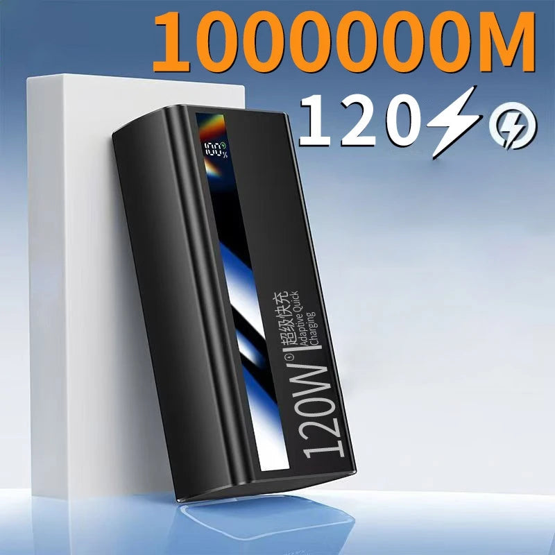 VIVO 1000000mAh Large Capacity Power Bank Digital Display 120W Fast Charging Outdoor Power Supply For Xiaomi Huawei iPhone 2026 Car Mobile World