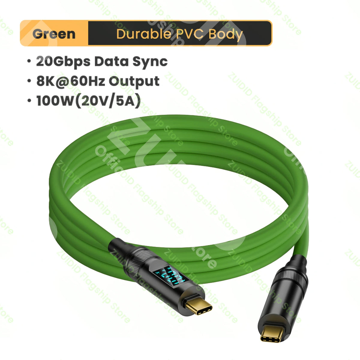 LED Display USB3.2 10Gbps USB C to Type C ThunderBolt 3 Cable 100W 5A USB-C Cord For iPhone 15 Pro MacBook Pro Samsung Xiaomi 2m