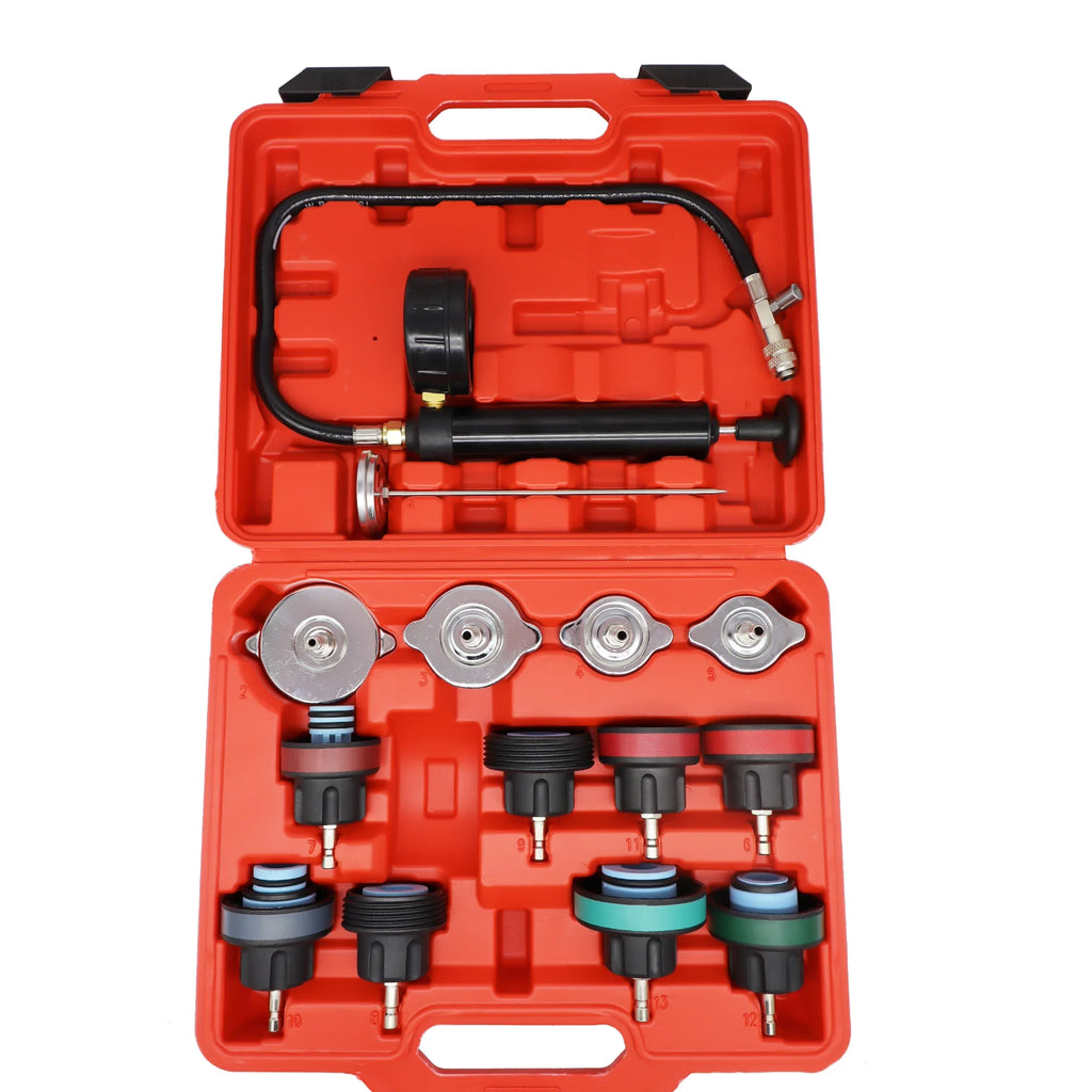 14 Pcs Universal Radiator Pressure Tester Kit, Cooler Pressure Tester Kit, Car Motorcycle Truck Cooling System CM World