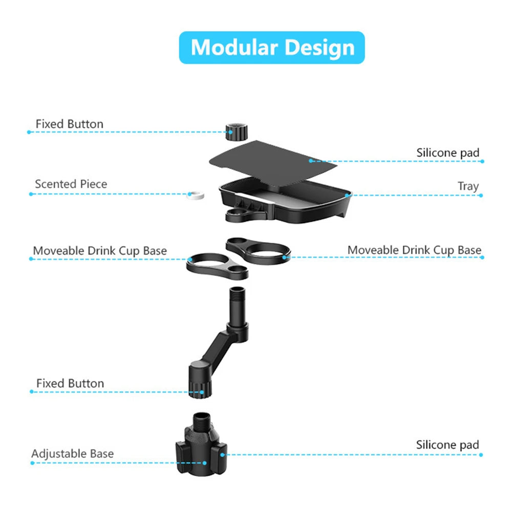 Multifunctional Vehicle Drink Cup Base with Food Tray Cell Phone Holder Adjustable Base Car Upholstery Accessories CM World